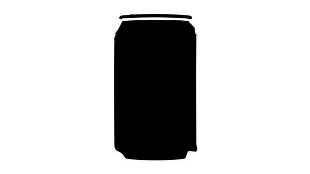 Black soda can silhouette vector icon with simple cropped aluminum body and narrow top rim, bold minimalist soft drink illustration for summer beverage labels, menus, signs and refreshment designs