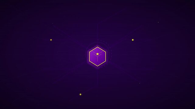isometric ai brain synapse loop yellow purple