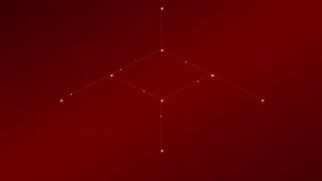 isometric neural network topology crimson gold style