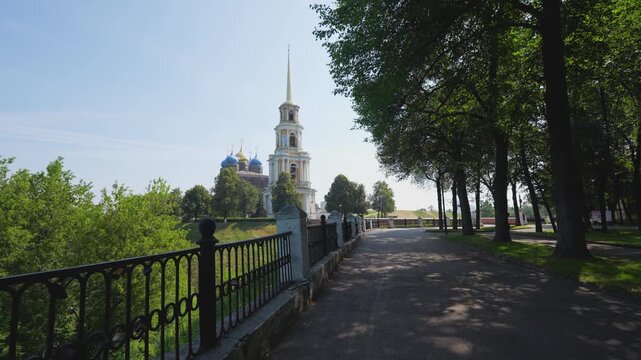 Beautiful architecture of the Ryazan Kremlin and bell tower