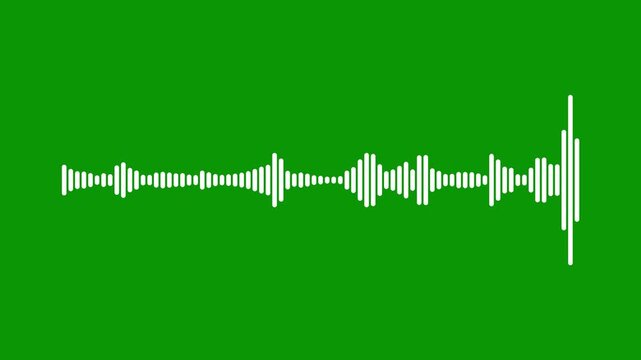 Abstract audio sound visualiser wave spectrum animation on green background, white line audio wave visualisation voice record effect for overlay, White audio waveform spectrum animation,4k video