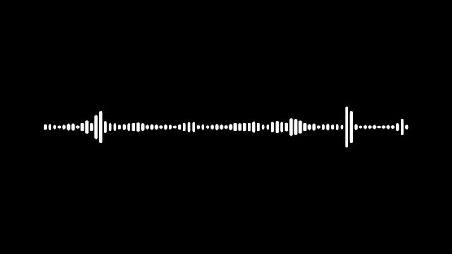 Music equalizer, audio waves or sound frequency in lines, white video footage of audio visualizer on black background, Audio Wave sound animation. sound equalizer audio sound animated.4k video