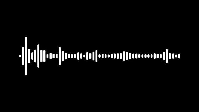 Sound wave audio spectrum black background, audio waveform spectrum animation, white line audio wave visualization voice record, line audio wave visualization transparent background,4k loop animation