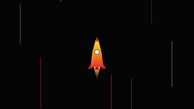 launching rocket vector icon on space speed lines