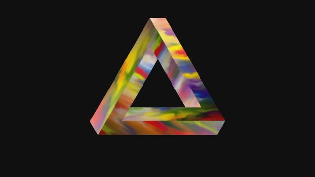 Rotating Colorful Penrose Triangle Abstract 3D Animation