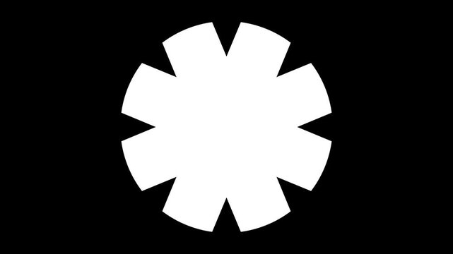 Minimalist rotating star shape animation, abstract geometric motion on 4k black background, rotation