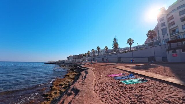 Walking Along Rocky Mediterranean Coast in Morning Light, Bugibba, Malta - POV VIDEO - NO AUDIO