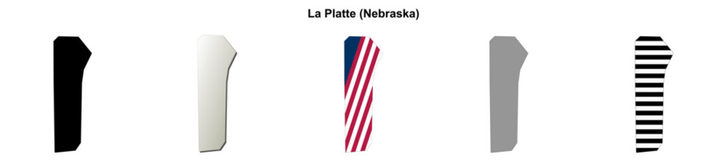 Obraz premium La Platte (Nebraska) blank outline map set