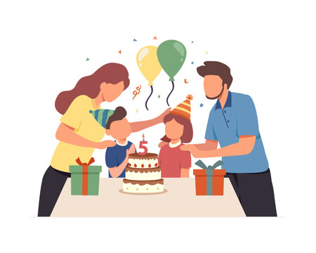 Family Celebrating Child Birthday