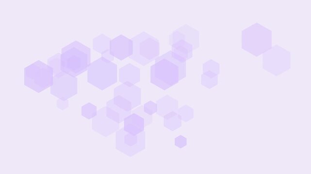 Soft purple hexagon pattern animation 4k background, with floating geometric, shapes and minimalist motion