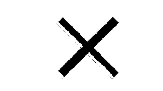 Hand drawing red cross symbol animation. cancel icon. Cross mark ban, prohibition sign concept. 4k