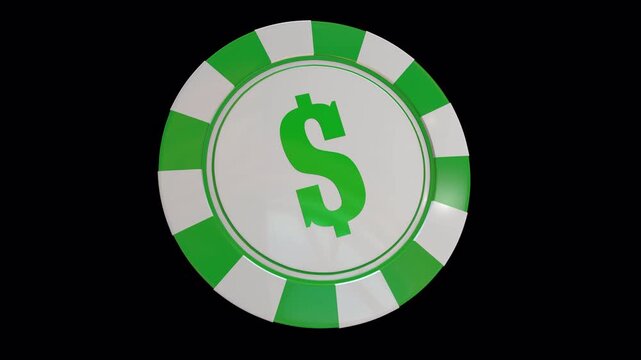 Green Dollar Sign Casino Poker Chip 3with alpha channel