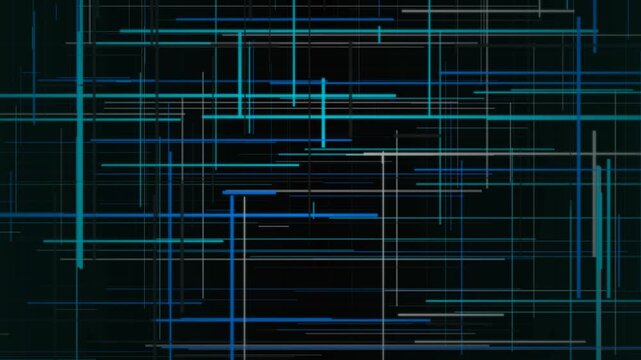 Cyberpunk digital data grid displays multi-plane information streams
