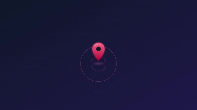 location map pin icon with pulsing radar waves