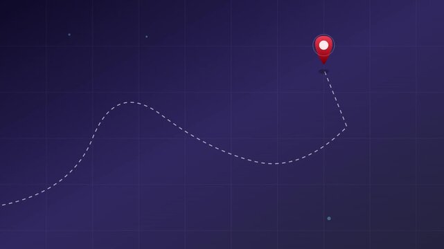 Location Pin Icon With Red Mapping Path Animation