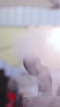 Smoke machine making steam and moisture