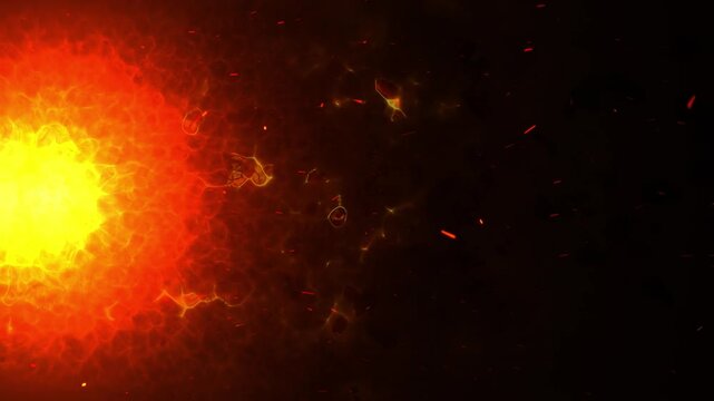 explosion of fire, fire particles, burning lava hole, 4k loop background