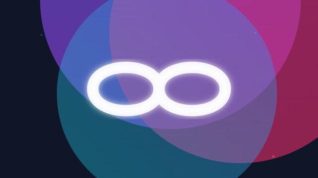 looping infinity icon on multi color gradient background