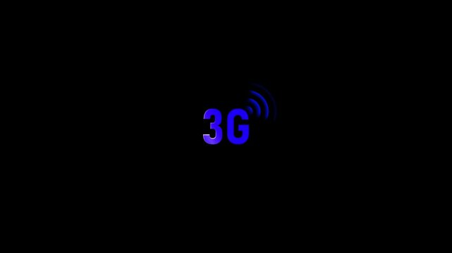3 g network signal animation with pulsing waves on black background, connection communication