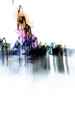 Abstract, fluid lines in shades of purple