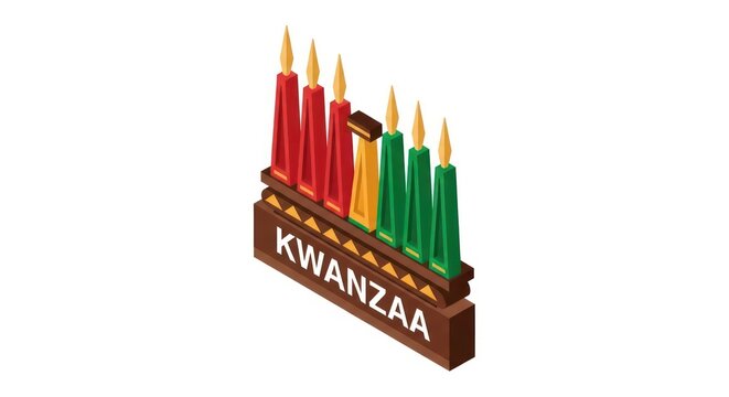 Kwanzaa candle holder with colorful candles.