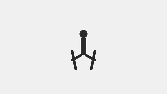 Minimalist stick figure character jumping animation loop on clean 4k white background