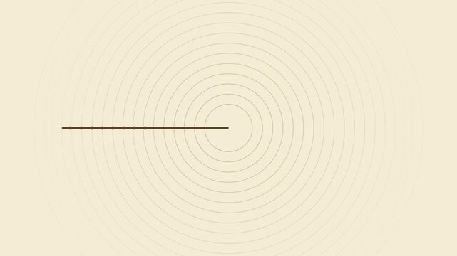 Minimalist radar scanning animation with rotating clockwise sweep line and concentric circles 4k background