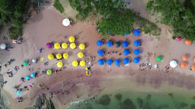 Aerial Drone Footage &ndash; Top Down View of Praia do Forno's Crystal Clear Waters, B&uacute;zios, Brazil