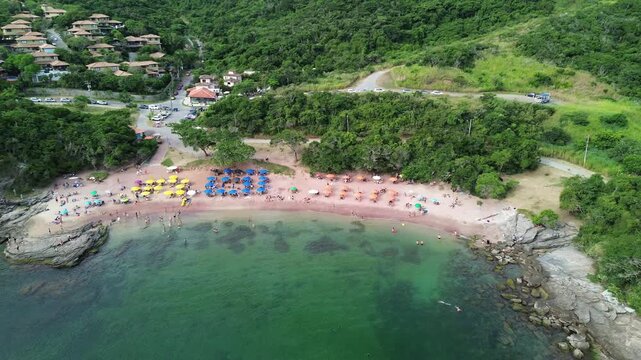 Aerial Drone Footage &ndash; Pull Away Revealing Praia do Forno and the Atlantic Ocean, B&uacute;zios, Brazil