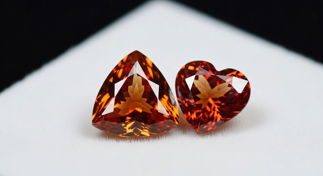 Two Cut Gemstones on White Surface