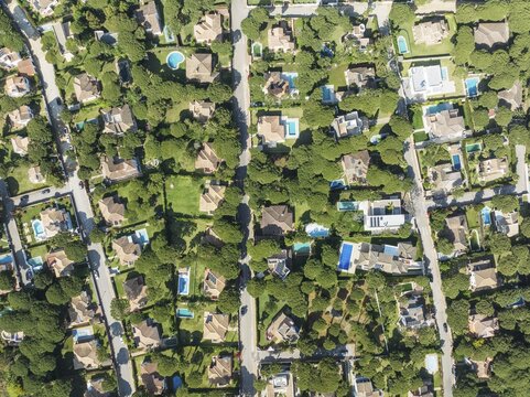 The Roche housing estate. Aerial view. Drone shot. C&aacute;diz province, Andalusia, Spain