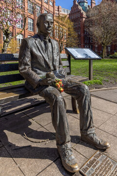 Alan Turing Memorial by sculpture Glyn Hughes, Sackville Park, Manchester.