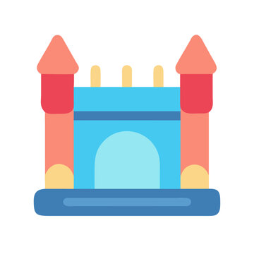 Colorful inflatable bouncy castle illustration for kids' party