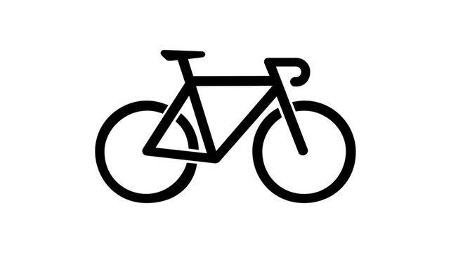 Compact racing bicycle vector icon illustration with minimalist black outline, drop handlebar, triangular frame and round wheels for cycling sport, road riding, fitness and outdoor recreation
