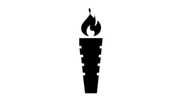 A clean flat vector line icon showing a slender tiki torch, useful for beach bar branding, luau menus, backyard decor guides, and holiday flyers.