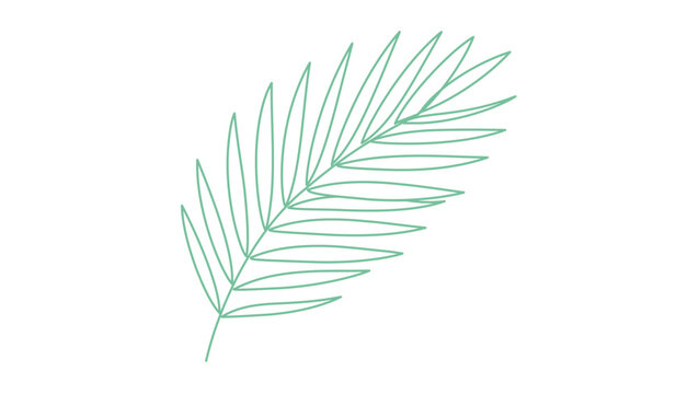 A clean flat vector line icon of a tropical leaf, ideal for botanical labels, spa branding, eco packaging, summer posters, or resort menus.