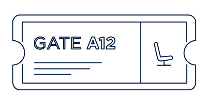 Minimalist boarding pass clean flat vector line icon suitable for e-ticket apps, airport kiosks, travel checklists, or trip planning tools.