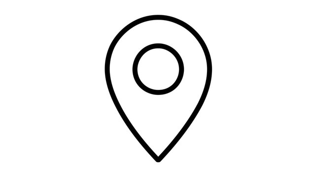 Clean flat vector line icon of a map pin, useful for destination markers, navigation screens, travel guides, and location based services.