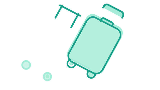 Clean flat vector line icon of a suitcase, suited for booking flows, packing checklists, hotel services, and vacation planning layouts.