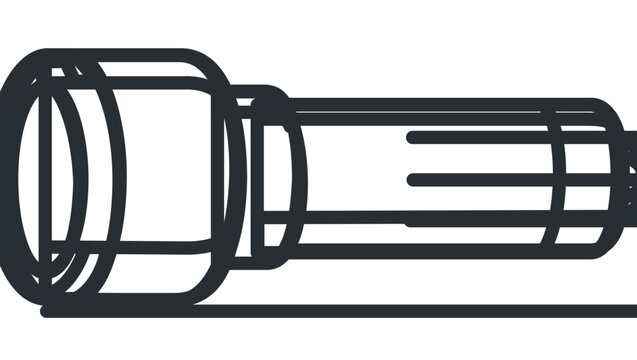 Simple clean flat vector line icon showing a flashlight with beam, useful for security tools, rescue kits, tutorials, and mobile app menus.