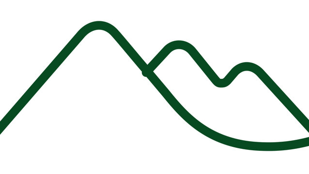 A clean flat vector line icon showing simple mountain contours, useful for eco tourism websites, trail signage, and nature themed interfaces.