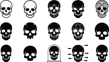 Obraz premium Human Skull Clipart Collection for Halloween and Gothic Designs
