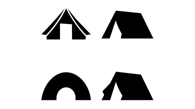 Clean flat vector line icon representing a tent shelter, suited for campsite directories, survival kits, nature tours, and adventure navigation.
