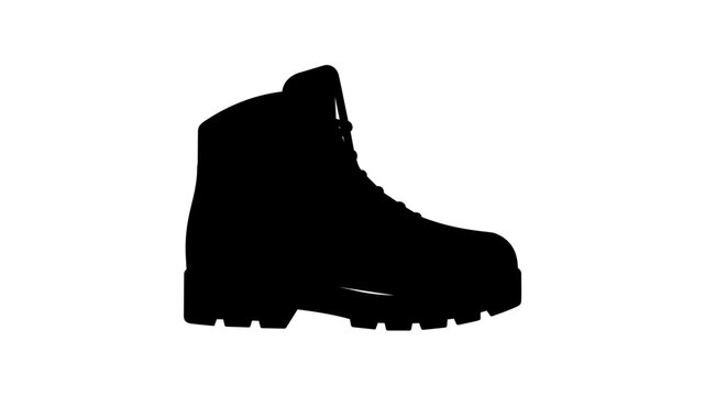 Clean flat vector line icon of a rugged hiking boot, suited for trail maps, adventure branding, outdoor shops, and trekking route interfaces.