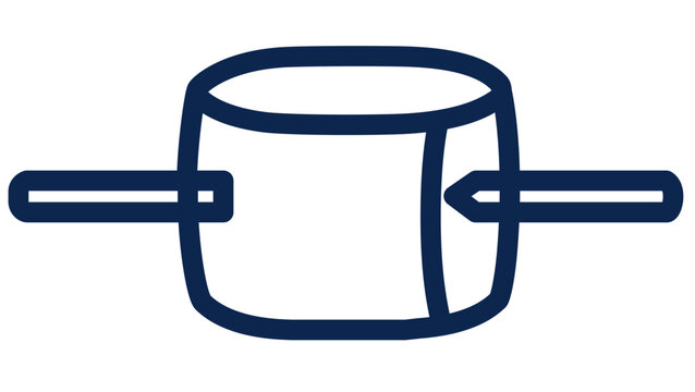 A clean flat vector line icon for a simple marshmallow stick, perfect for camping app interfaces, snack menus, or fireside activity plans.