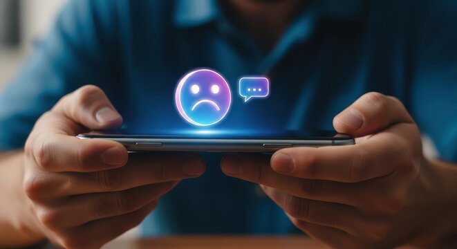 Sad digital feedback concept stock photograph