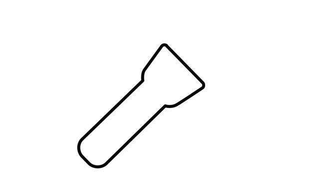 Minimalist flashlight clean flat vector line icon for survival guides, campsite maps, security notices, and compact utility app menus.