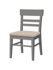 Fototapeta premium Minimalist gray wooden chair with a light beige upholstered seat