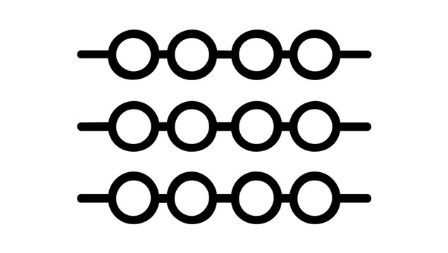 Clean flat vector line icon of an abacus with simple beads, useful for finance dashboards, tutoring pages, and elementary math resources.