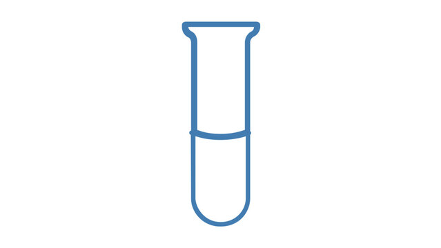 Clean flat vector line icon of a simple laboratory test tube for diagnostic services, science curriculum, research icons, and chemistry branding.